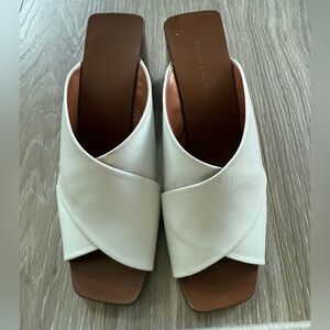 Zara White Leather Women's Mules